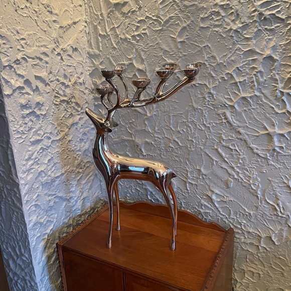 Pottery Barn Holiday Rare Pottery Barn Silver Plated Deer Candle